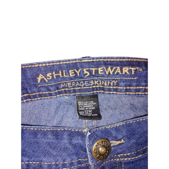 Ashley Stewart Womens Ankle Skinny Jeans Size 12W Dark Blue Denim - Picture 4 of 4